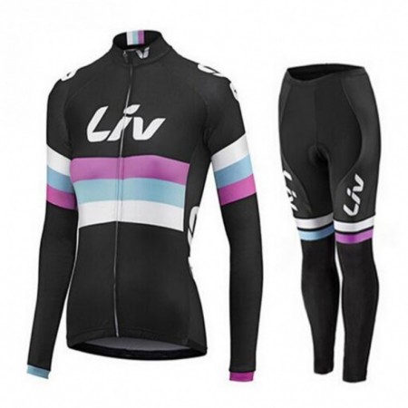 Set Wielershirt Lange Mouw + Fietsbroek Lang 2015 CCC Liv Dames N001